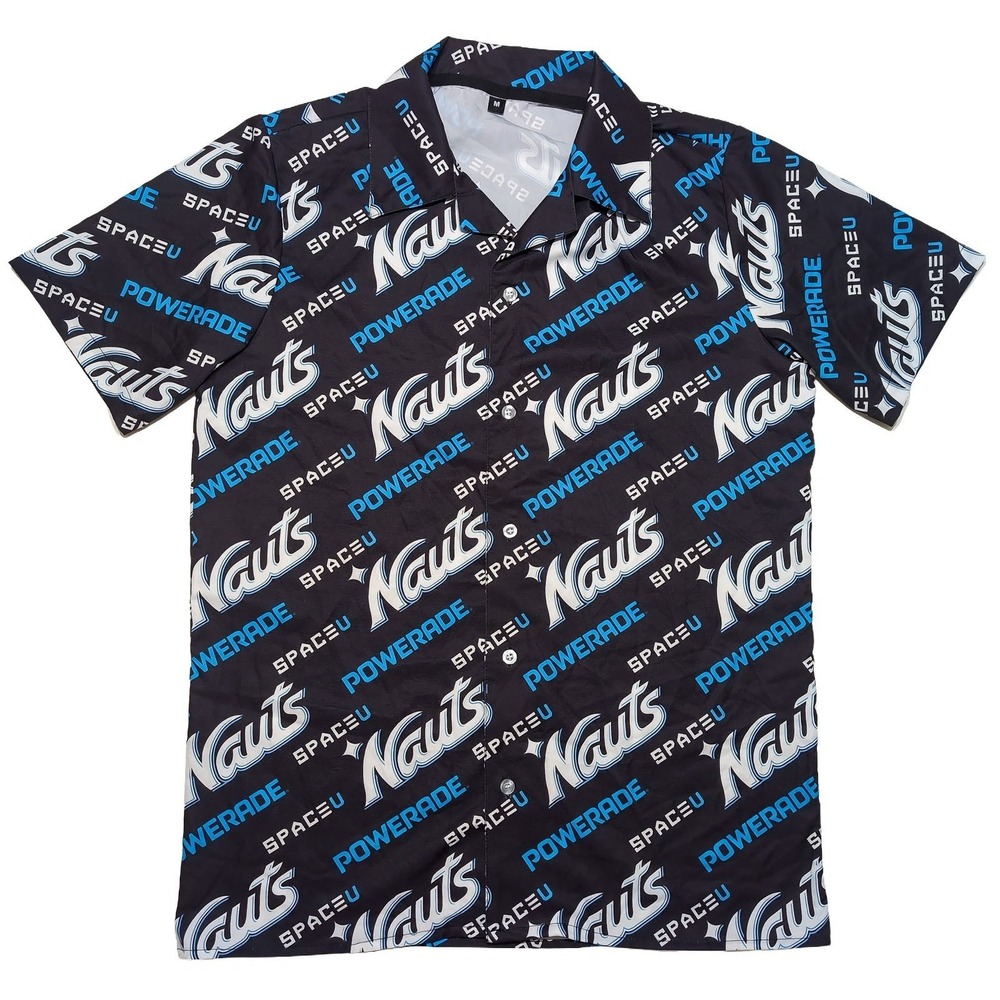 UCF Knights Citronauts Script Space U Hawaiian Camp Shirt Black Blue Medium M